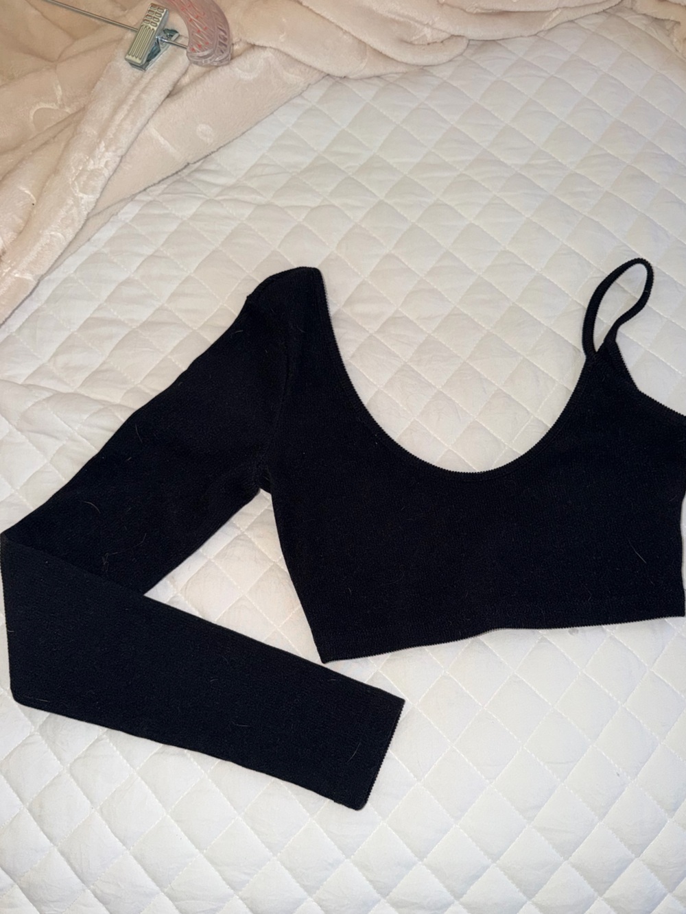 White Fox Black One-Shoulder Crop Top - Women